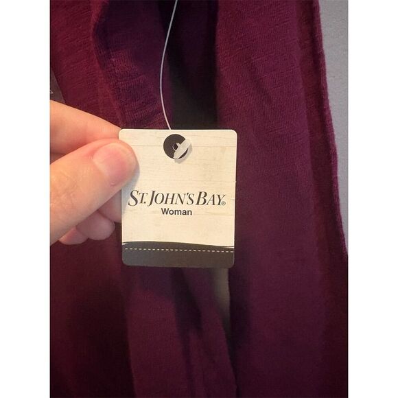 St John's Bay Women's 1X Purple V-Neck Long Sleeve Blouse Casual - Picture 4 of 7